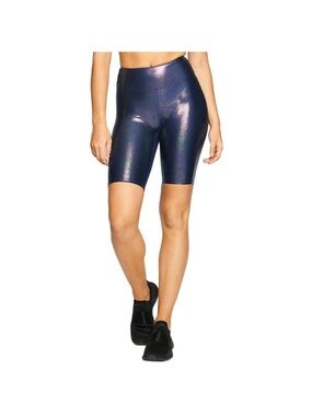 Heroine Sport Marvel Shorts Metallic Navy Shimmer Activewear Bike Short Blue